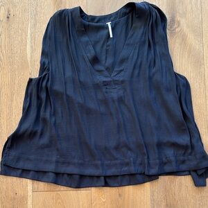 Free People Black V-Neck Blouse